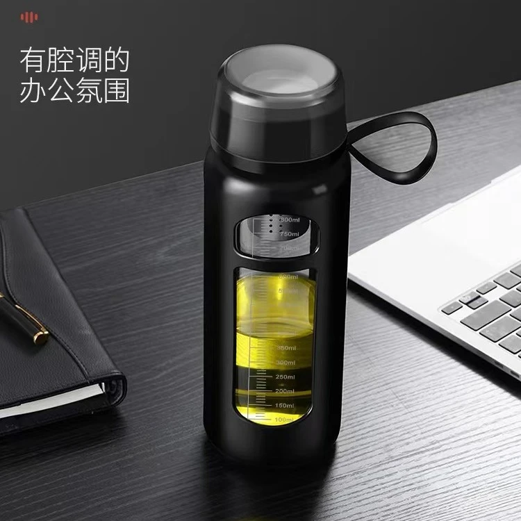 大容量带刻度塑玻杯加厚高硼硅茶水分离便携泡茶杯防摔高档玻璃杯