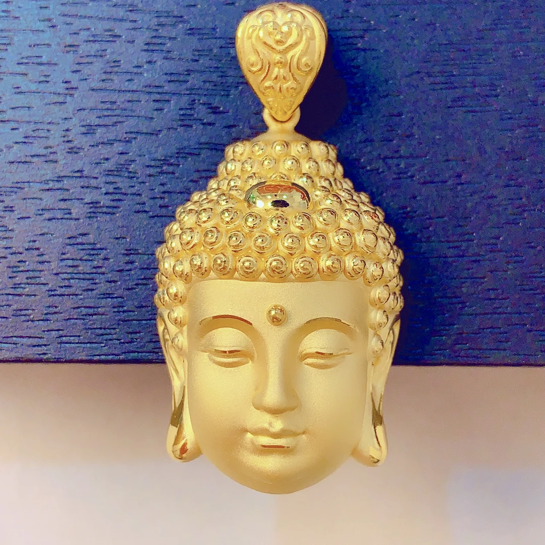 【水贝黄金】足 金999黄金佛头吊坠D300