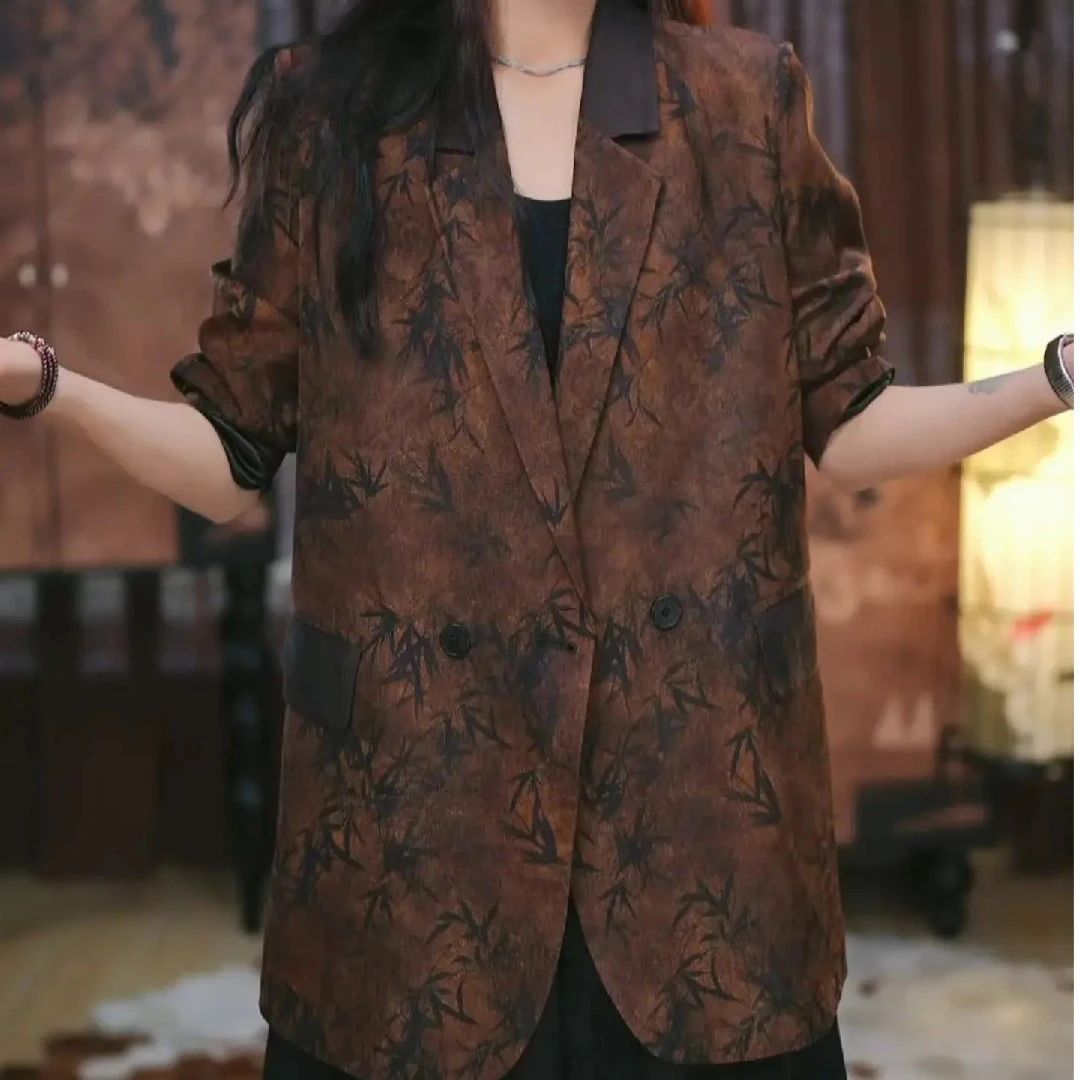 【思羽】新中式手绘提花复古显瘦春夏季宽松国风高级时尚短款上衣