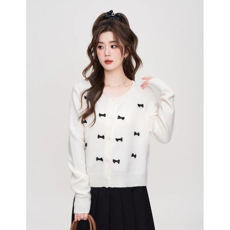 韩版时尚小个子短款宽松长袖打底针织开衫外套女秋冬新款气质上衣