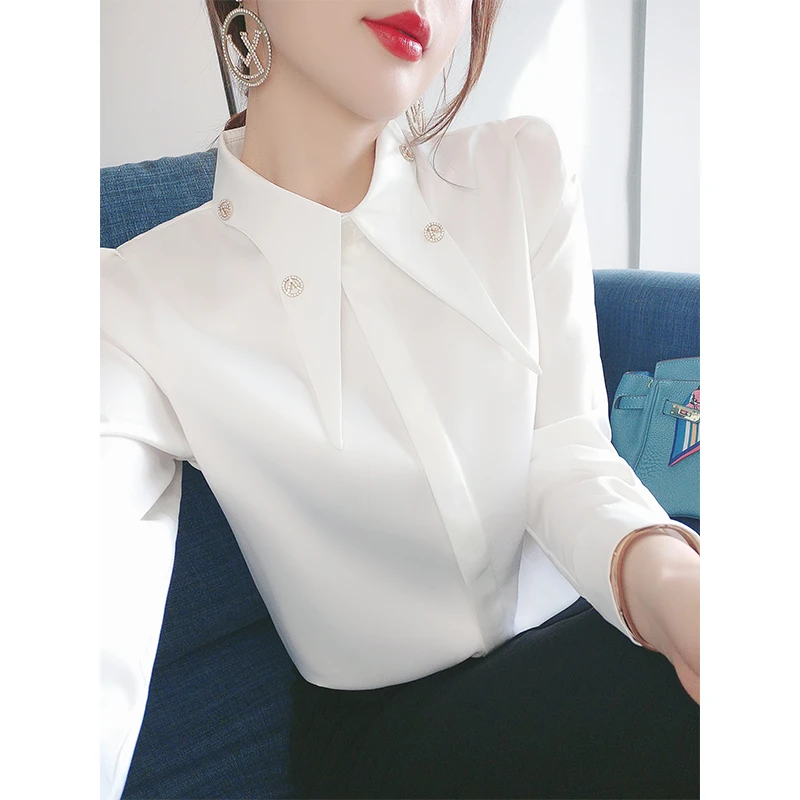 气质白衬衫女春秋设计感小众别致上衣2023年新款高端职业女装衬衣
