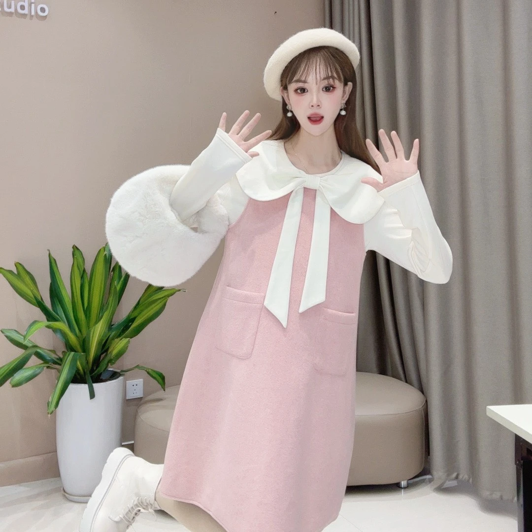 【糯米奶贝】孕妇装孕妇秋冬外穿连衣裙孕妇吊带裙秋冬高级感孕妇装