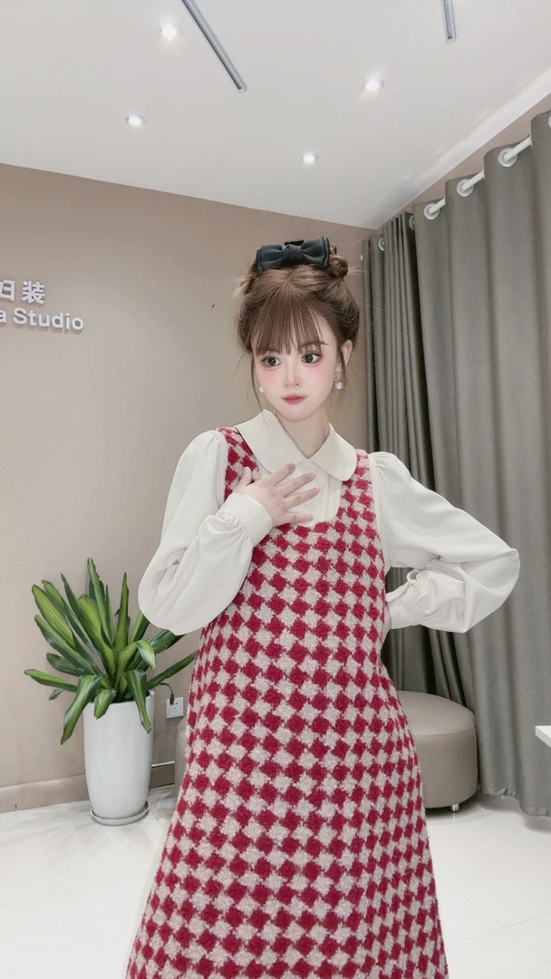 【红炉点雪】孕妇装孕妇冬款孕妇装连衣裙秋冬季新款红色显白裙子