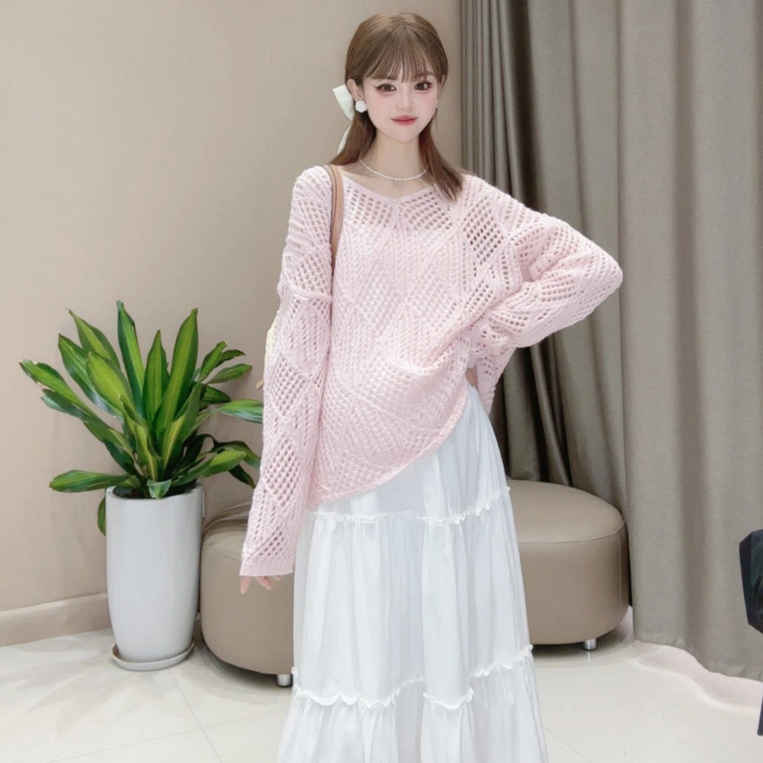 【樱花海棠】孕妇装春夏长款简约镂空薄款大码气质时髦连衣裙背心裙