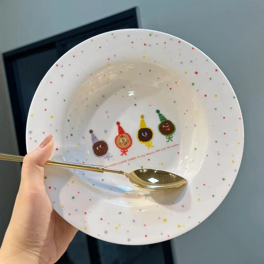 【圆和圈】韩国尾单  可爱趣味小饼干草帽盘  意面盘菜盘不带勺子