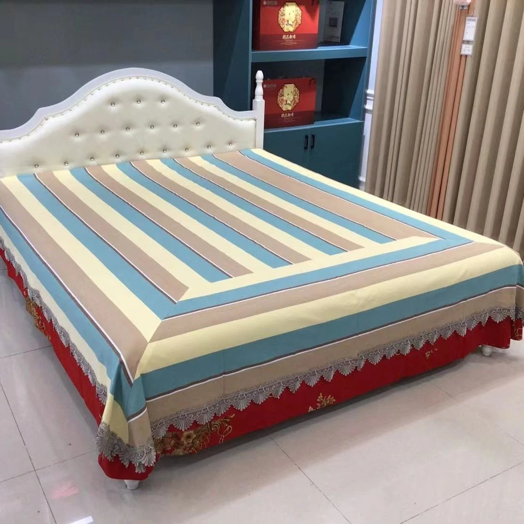 纯棉手织老粗布床单纯棉加厚斜纹（绿色条纹对角款0亲肤柔软四季