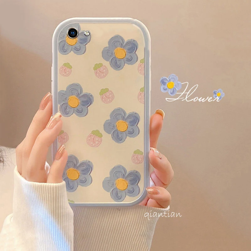 vivoy83手机壳女Y83a网红日韩软壳硅胶Y83韩版蓝花清新全包防摔潮