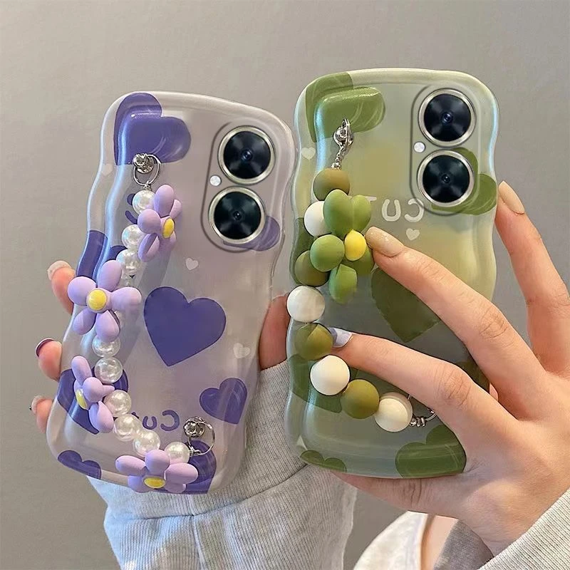 vivoY78+手机壳女ins爱心亮面v2271a可爱手链5G波浪软壳全包防摔