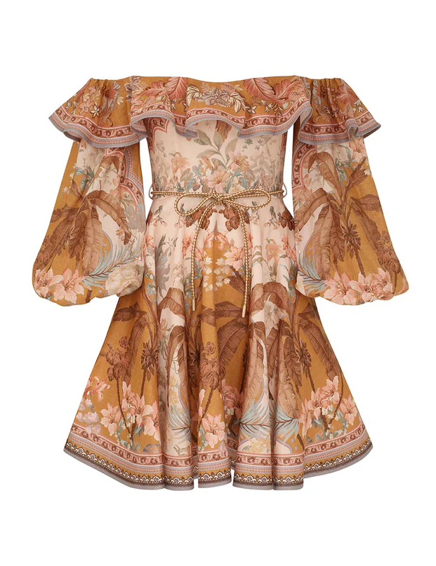 新款一字肩定位花短裙