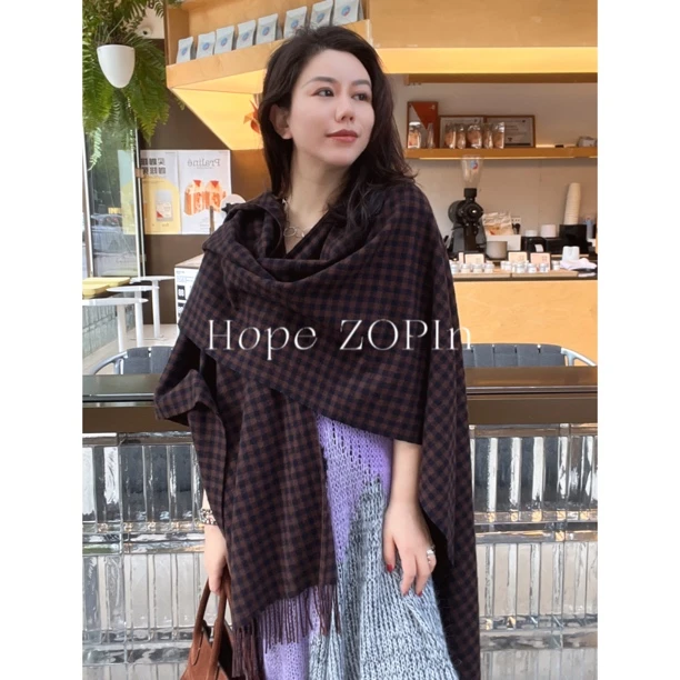【大G精选】“设计延续” 纯羊毛流苏格子大围巾披肩