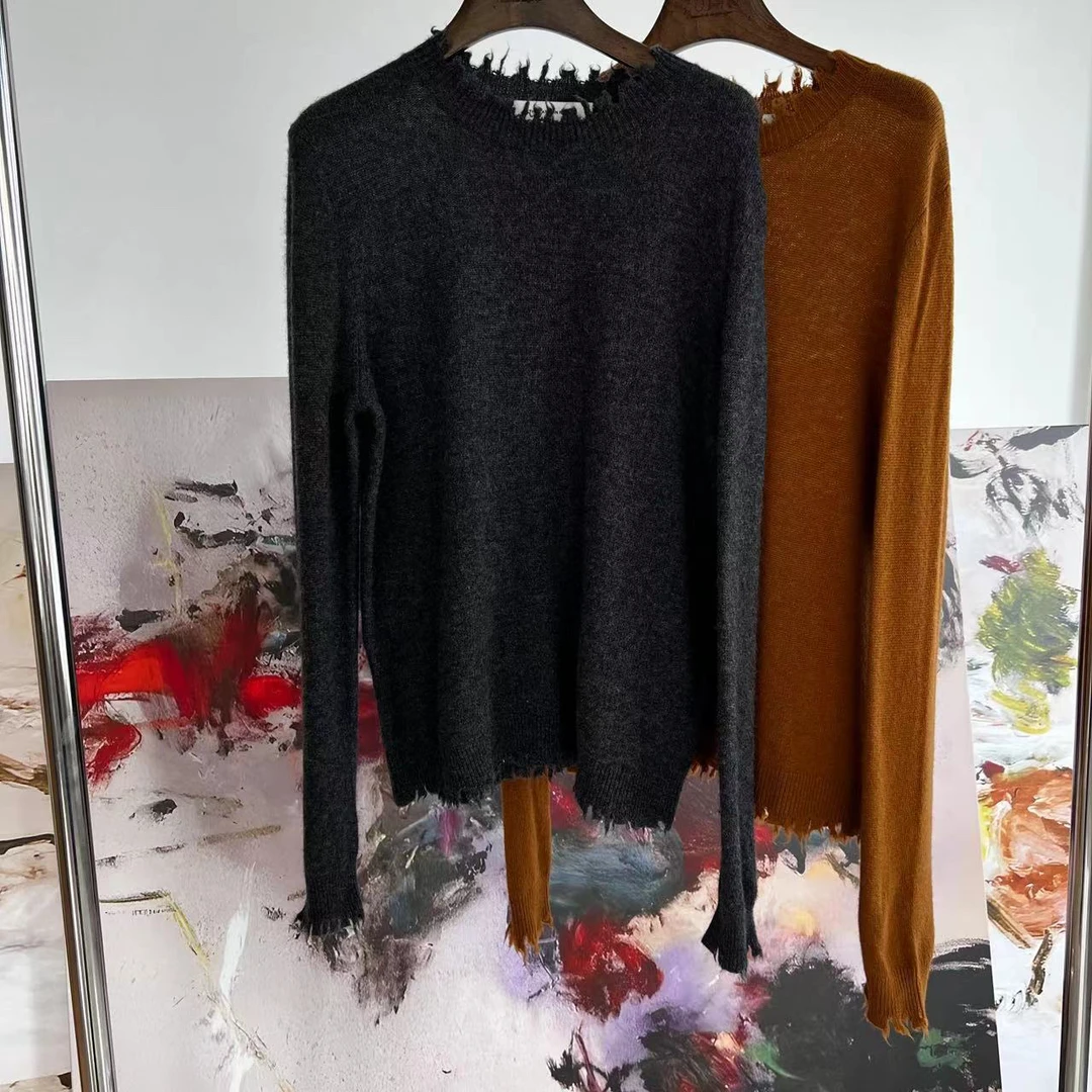 【大G精选】“叠搭出彩” 设计感羊毛流苏磨毛边打底衫上衣