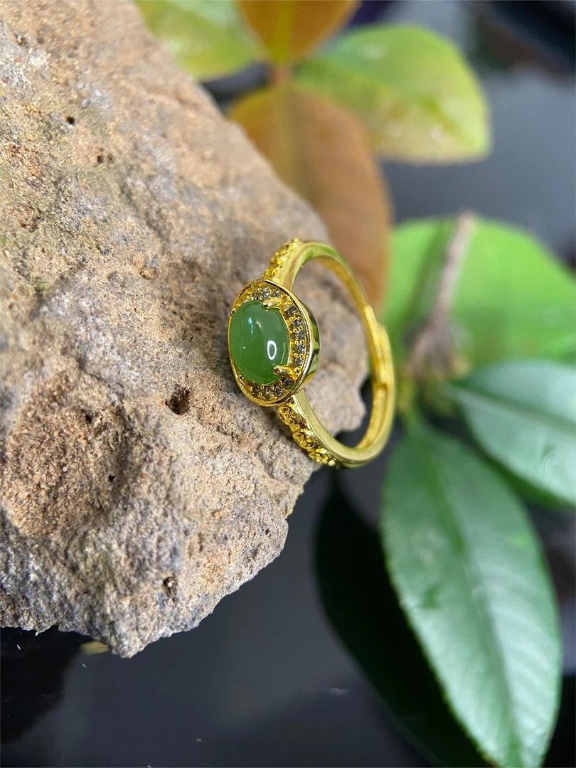 和田碧玉戒指气质轻奢时尚古风精美精致可调节