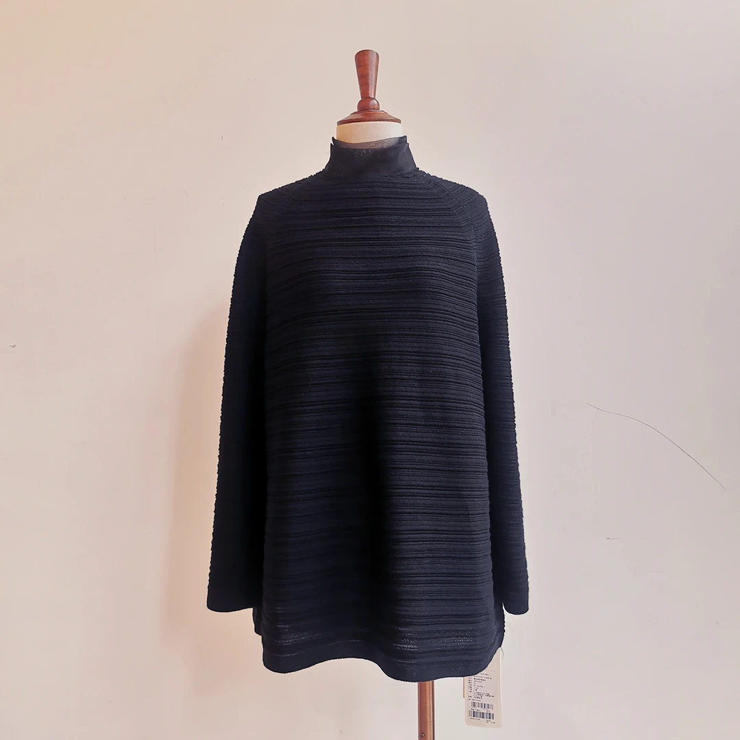 READMEG80210246横抽条装领套衫长袖针织时尚休闲百搭立领纯色