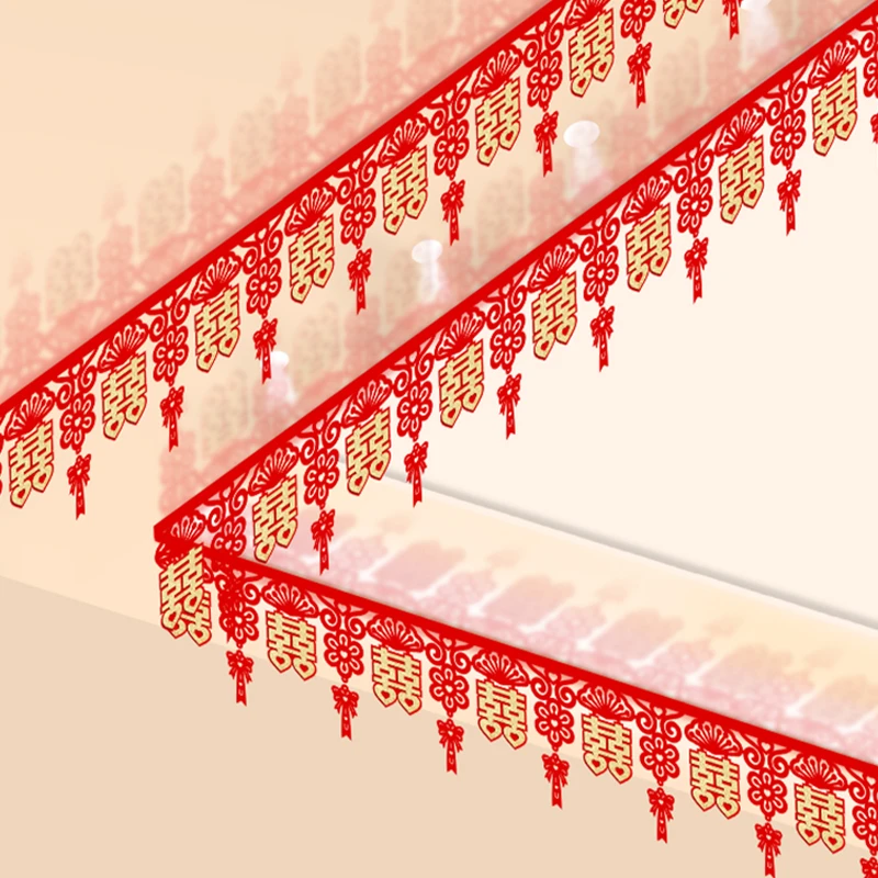 客厅装饰拉花结婚房布置套装男方新房顶墙围喜帘女方婚礼中式简约