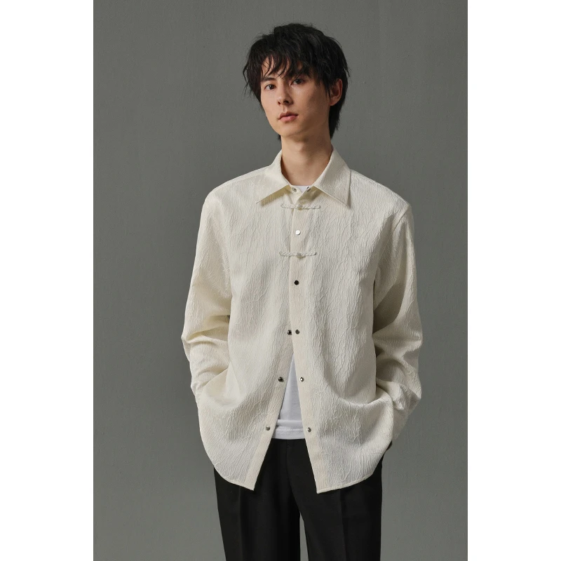 2024秋季新款盘扣新中式国风长袖衬衫男高级感痞帅休闲衬衣潮