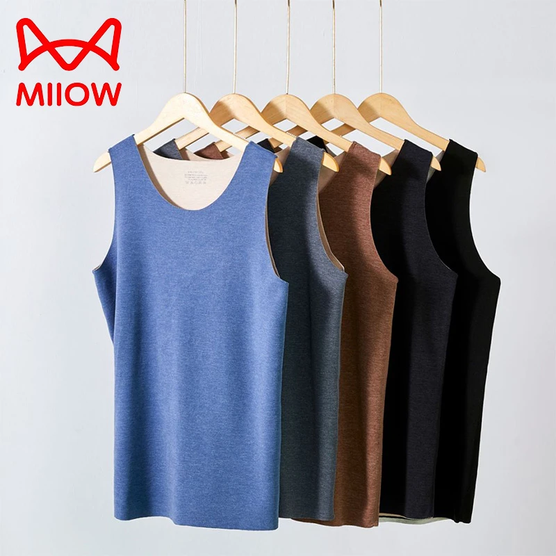 猫人保暖背心男士秋冬季加绒加厚鹅绒蚕丝德绒2024新款上衣打底衫