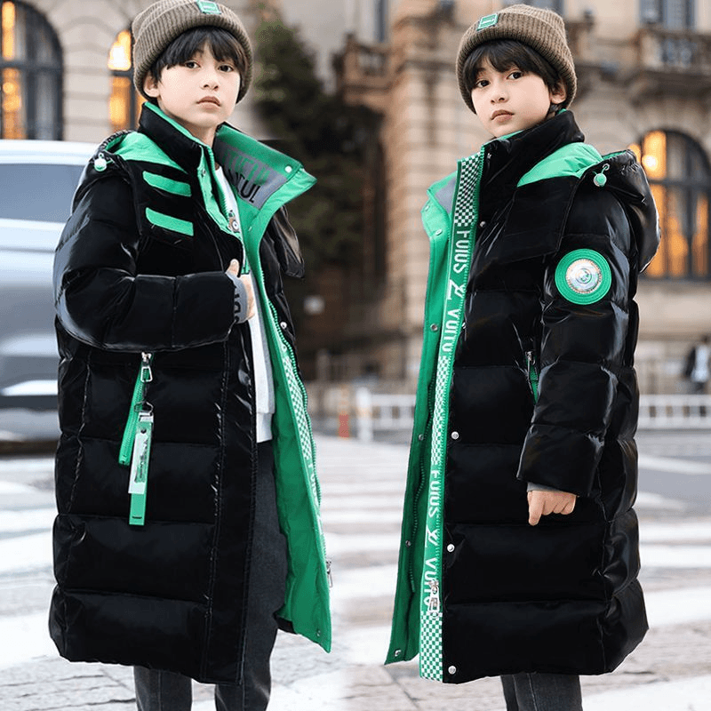 儿童羽绒服男童长款过膝2023新款中大童加厚童装免洗冬季外套洋气
