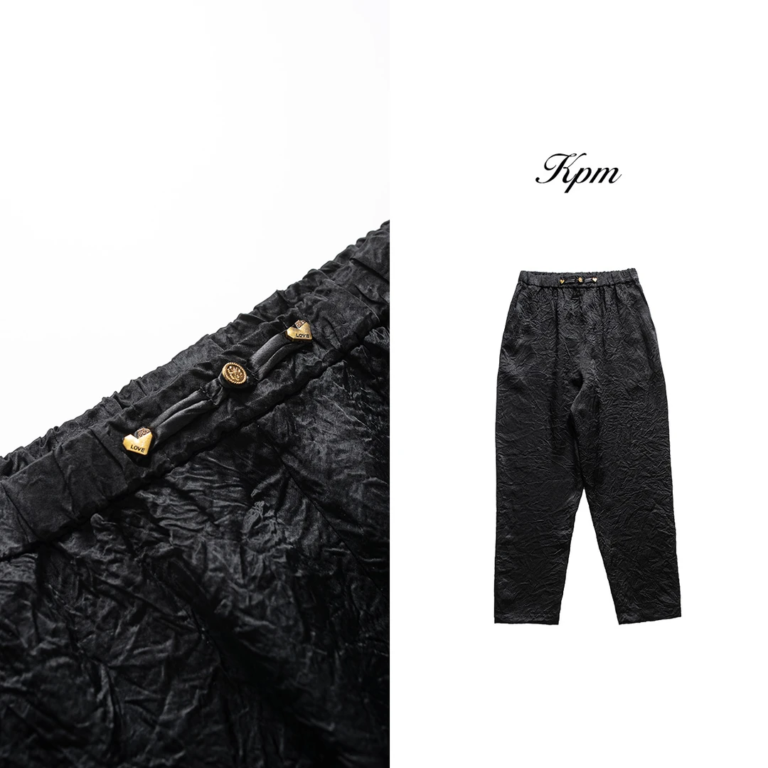 2024夏季新款轻奢褶皱简约轻薄潮流哈伦裤JN5773