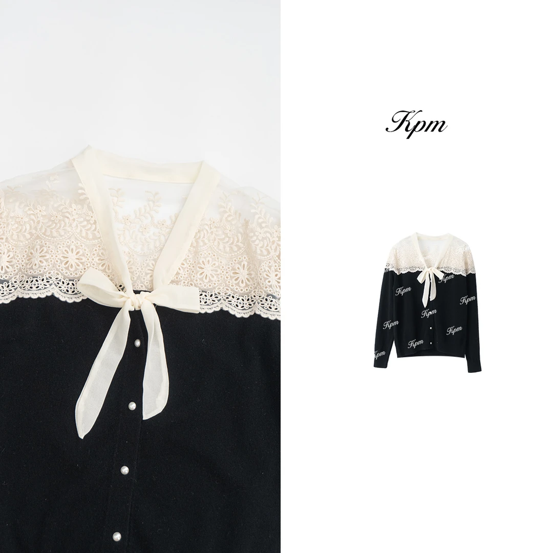 2024新款时尚精致刺绣拼接水溶花飘带气质法式开衫上衣JN6642