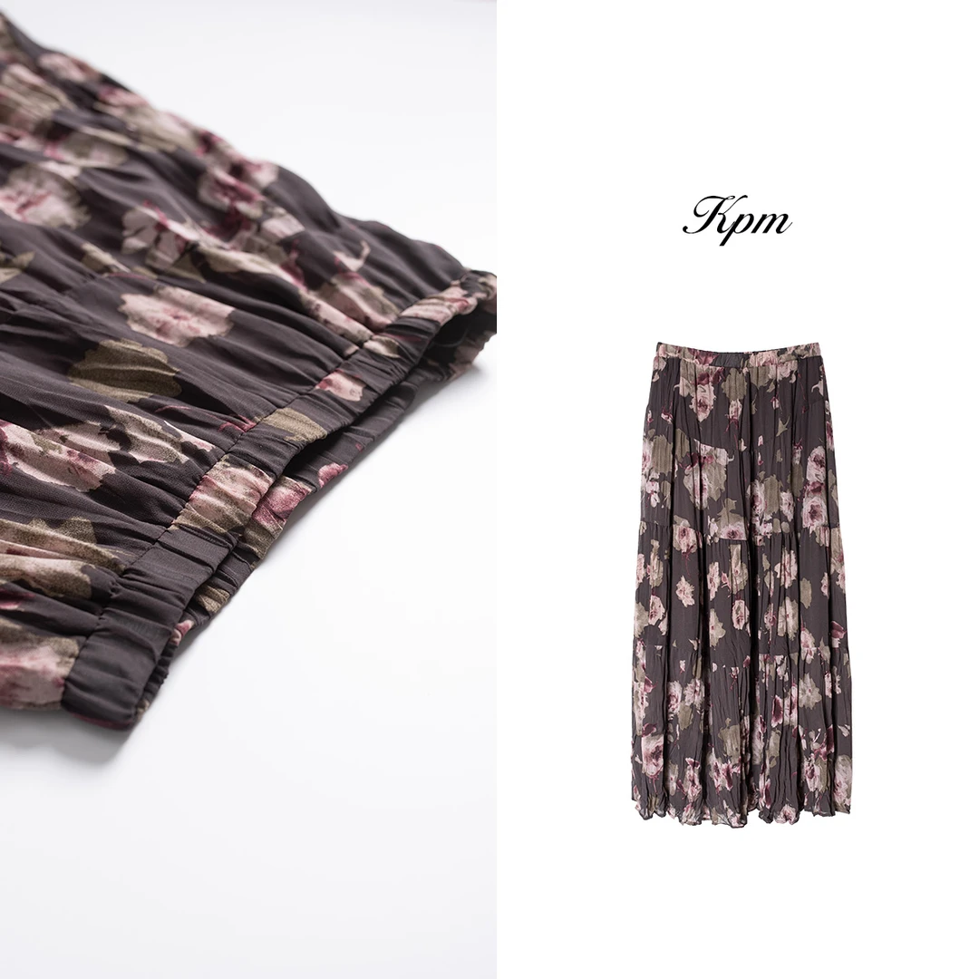 2024夏季新款时尚休闲印花显瘦复古松紧腰半裙JN5779