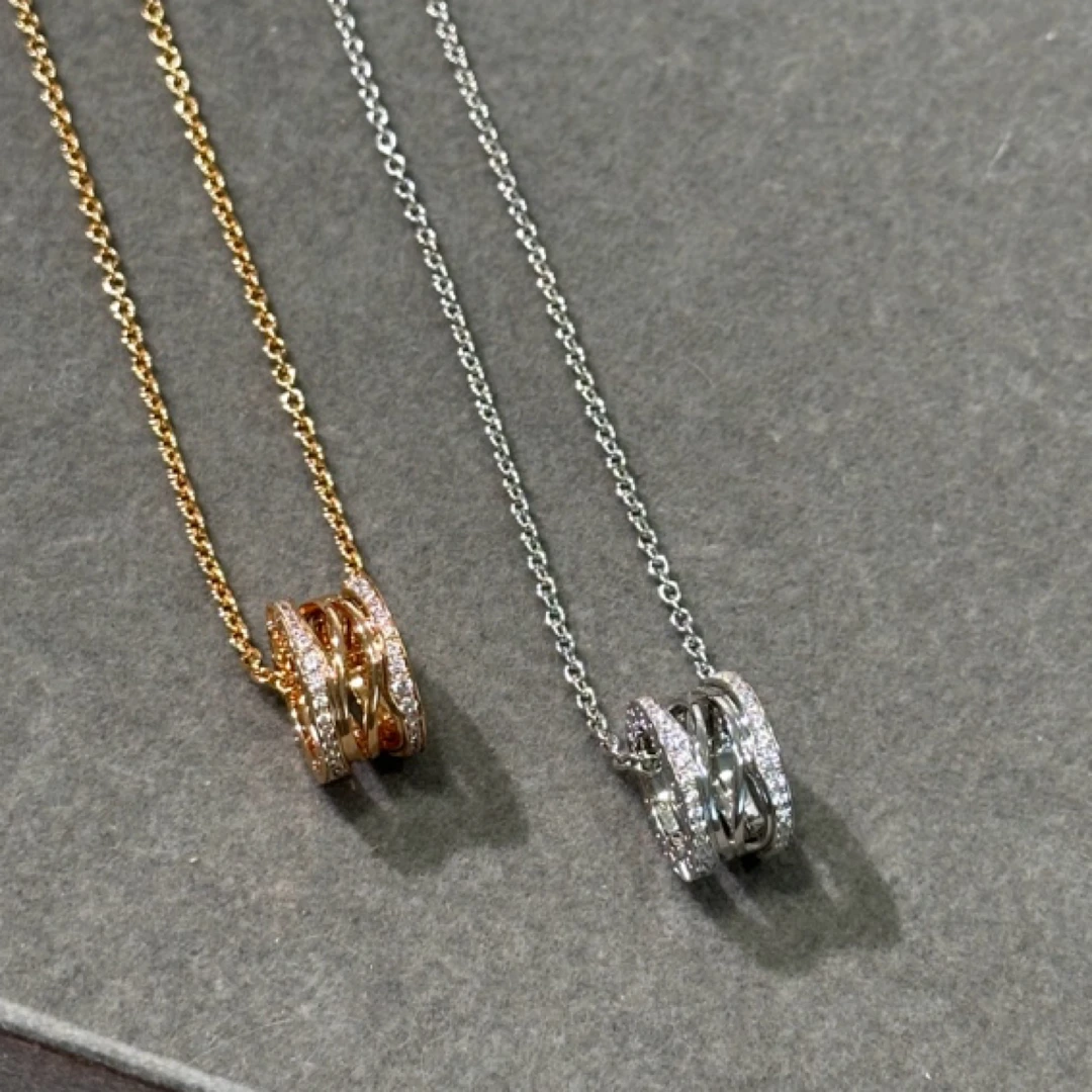 合金莫桑石项链 JOJO设计师集合店镂空弹簧腰子项链