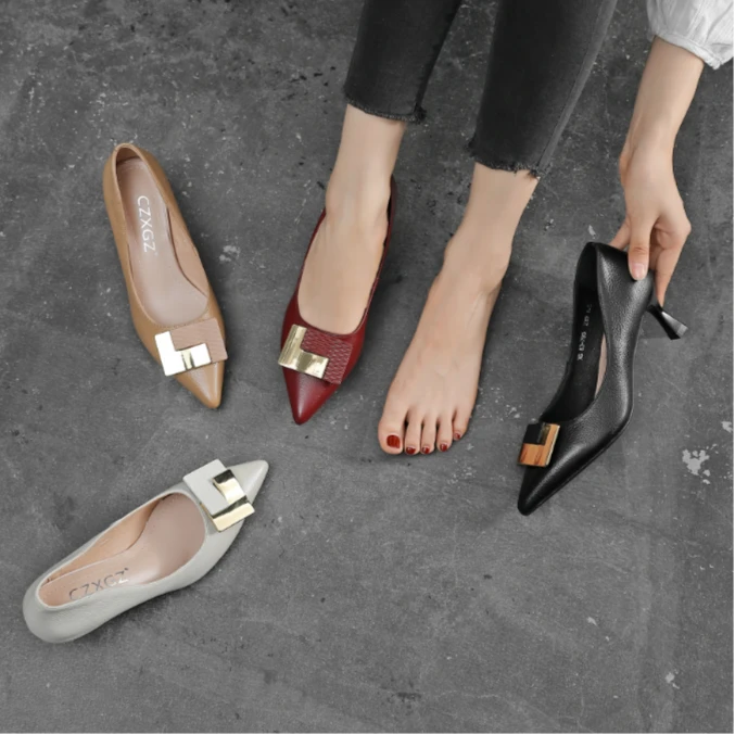 舒适时尚百搭鞋尖头浅口高细跟鞋四季小单鞋直播链接XW83-785