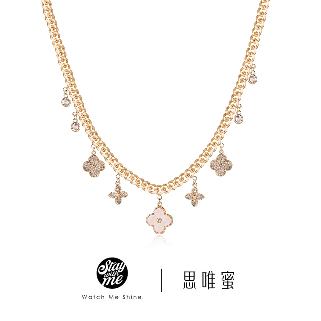 STAY WITH ME 铜合金项链 小众设计锆石吊坠时尚简约项链