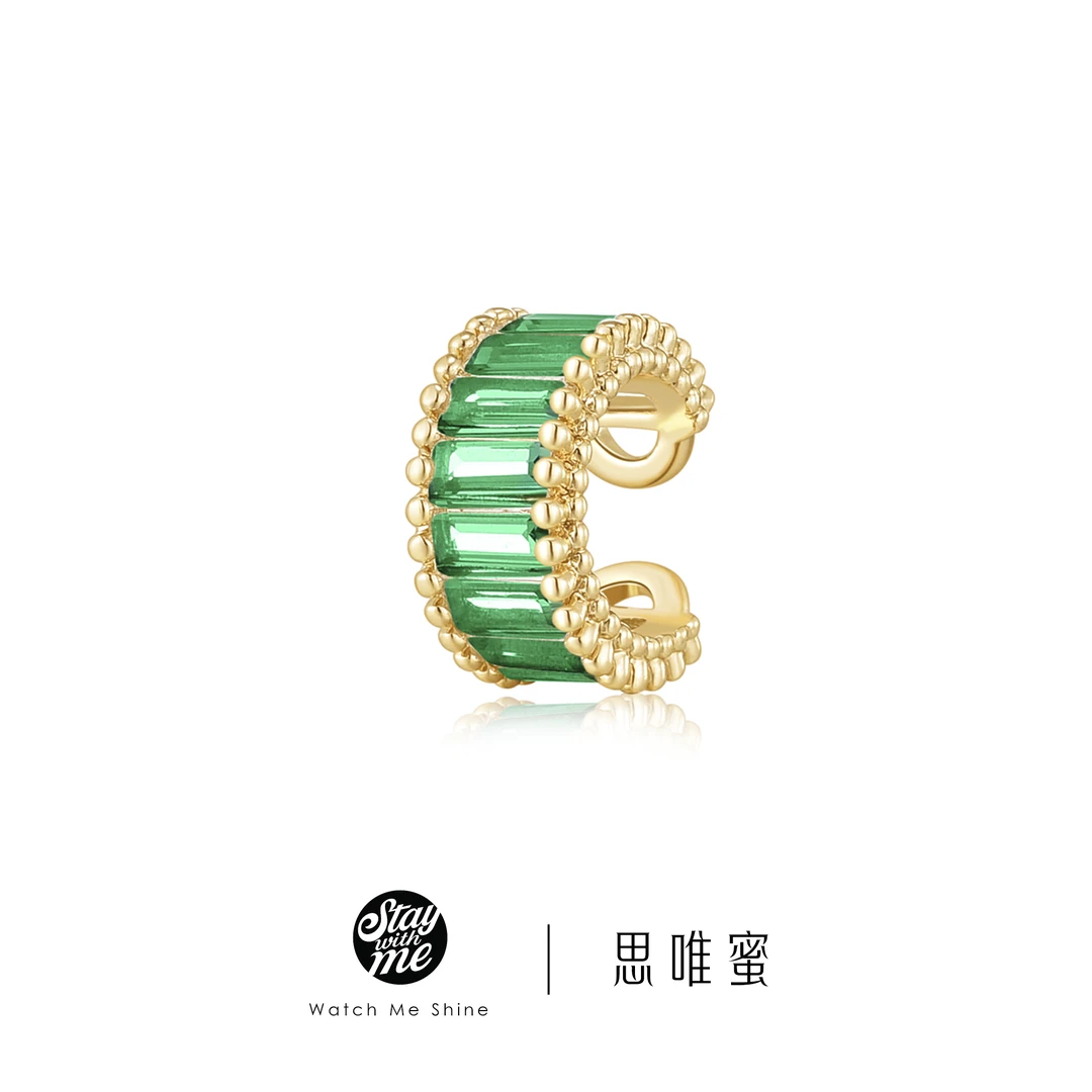 STAY WITH ME 铜合金合成锆石耳饰 小众设计锆石耳骨夹