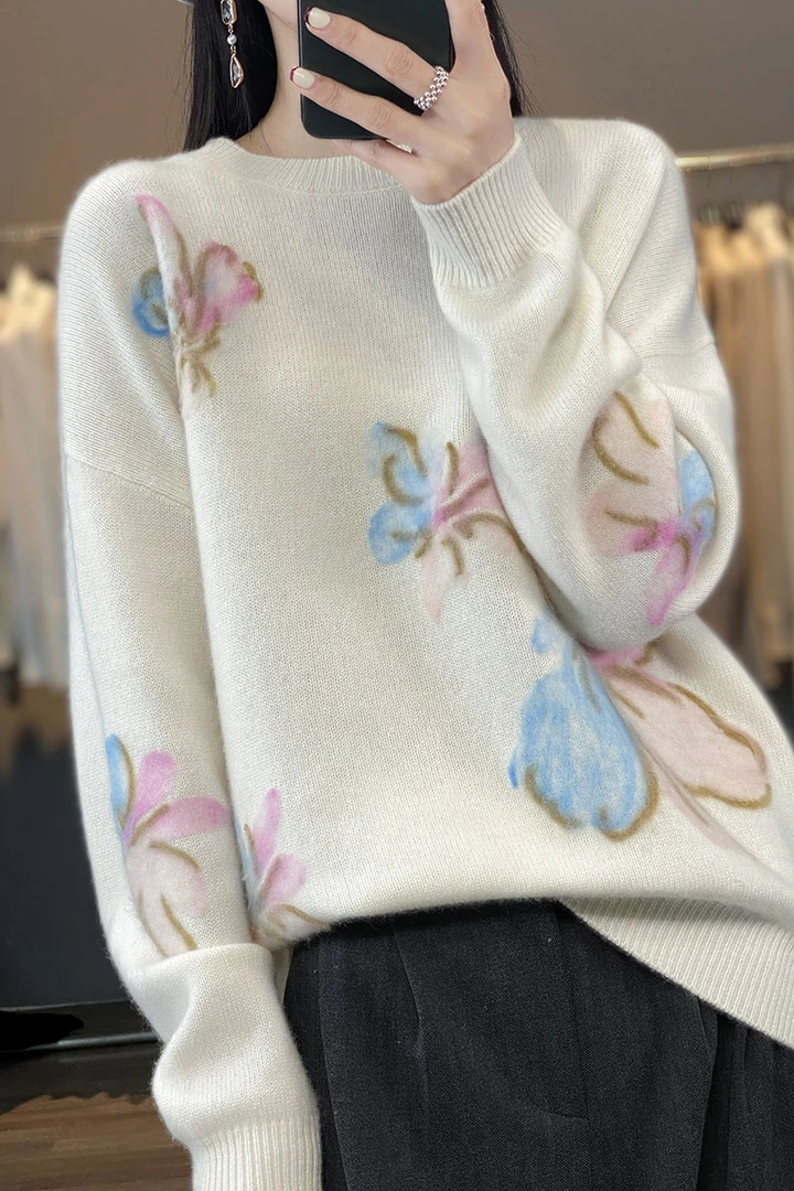 001-100羊绒广西二姐红色秋冬毛衣濮院毛衣女款爆款2025新款洋气