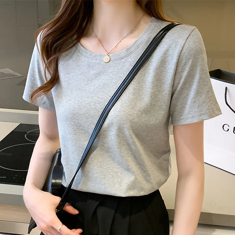 韩版t恤女短袖夏季2024新款麻灰百搭宽松薄款打底衫内搭显瘦上衣