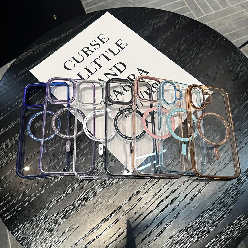 【简约高级】适用iphone16/15pro手机壳透明磁吸无线充电14plus新款