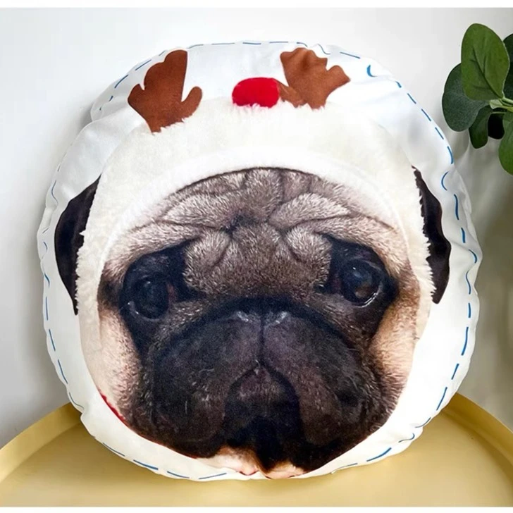 来图定制抱枕靠垫枕头可爱猫咪狗宠物创意礼物带虚线描边异形自制