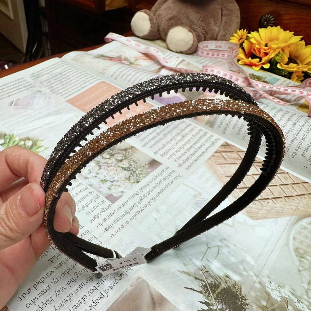 082gld0.7网红砂糖防滑高颅顶发箍时尚百搭成人宽边带齿气质手工