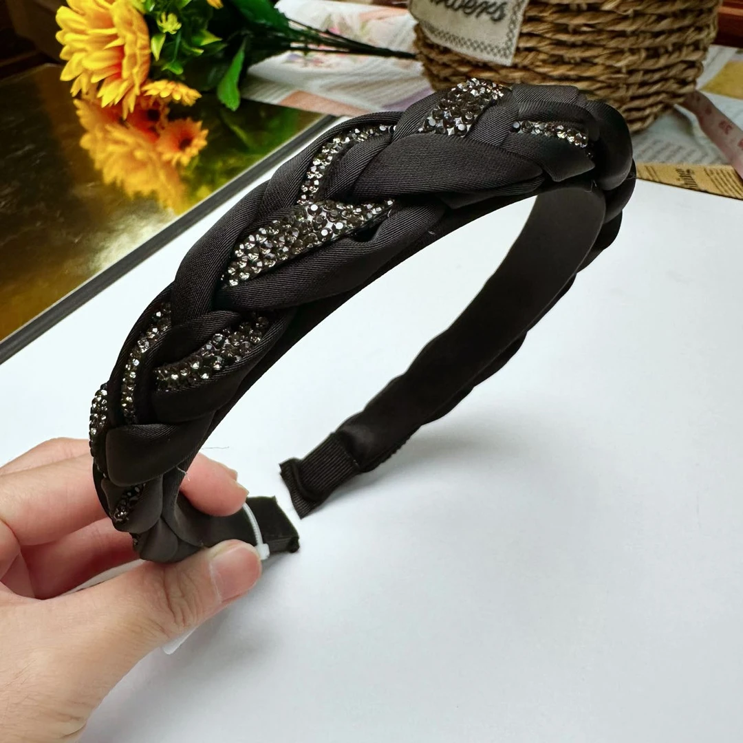 061mhb2亮片麻花辫发箍网红时尚百搭编织网纱韩版简约法式复古