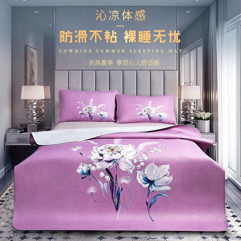 宝美娜牛皮凉席彩绘真皮床水牛皮席夏季席子软席加厚牛皮