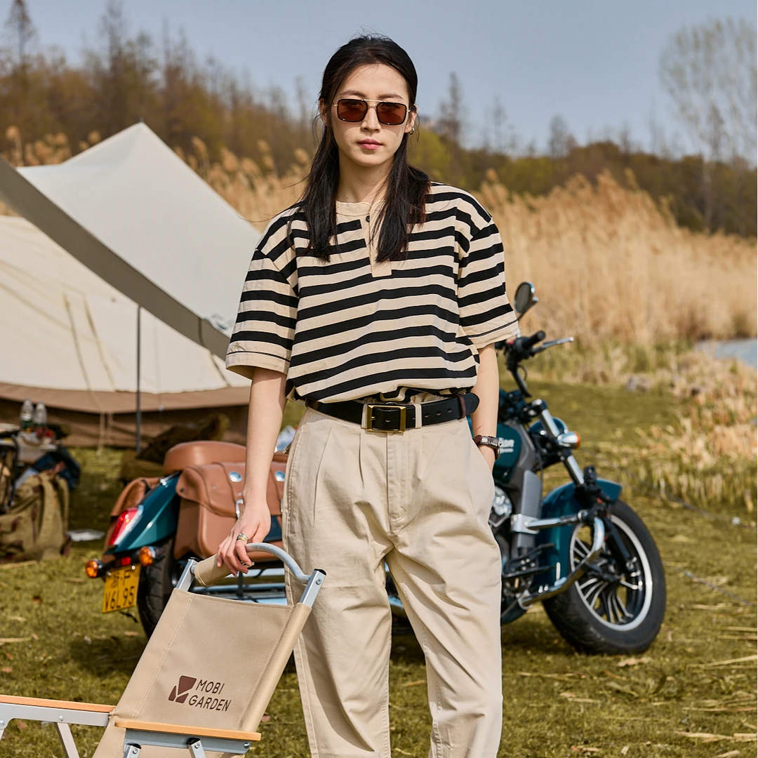 摩叔经典海魂加囚徒系列延伸复古条纹亨利衫