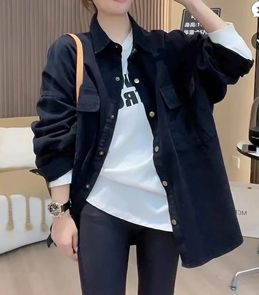 6081大码胖MM秋季新款衬衫磨毛外套宽松休闲中长款显瘦遮肉减龄