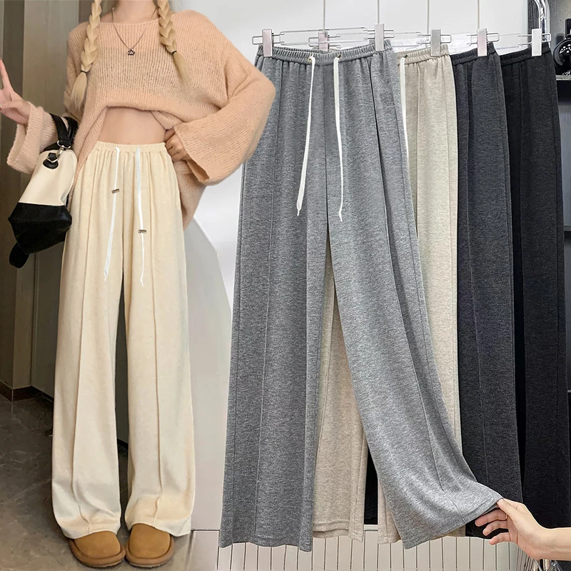 孕妇裤子春秋新款外穿宽松无托腹产后可以穿抽绳阔腿裤高腰孕妇裤