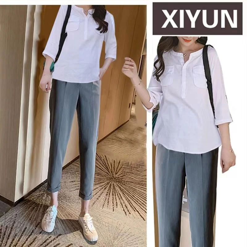 孕妇裤子夏款九分裤外穿薄款休闲裤网红潮妈孕妇托腹打底裤哈伦裤