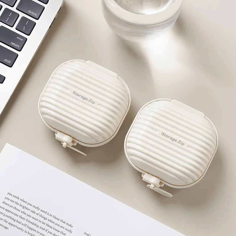 创意拉链奶油风便携式分装首饰盒迷你款药盒收纳盒随身携带饰品盒