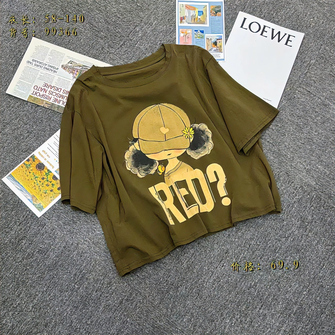 惜亦夏季短款时尚休闲百搭复古大版宽松短肥款T恤西红柿99366