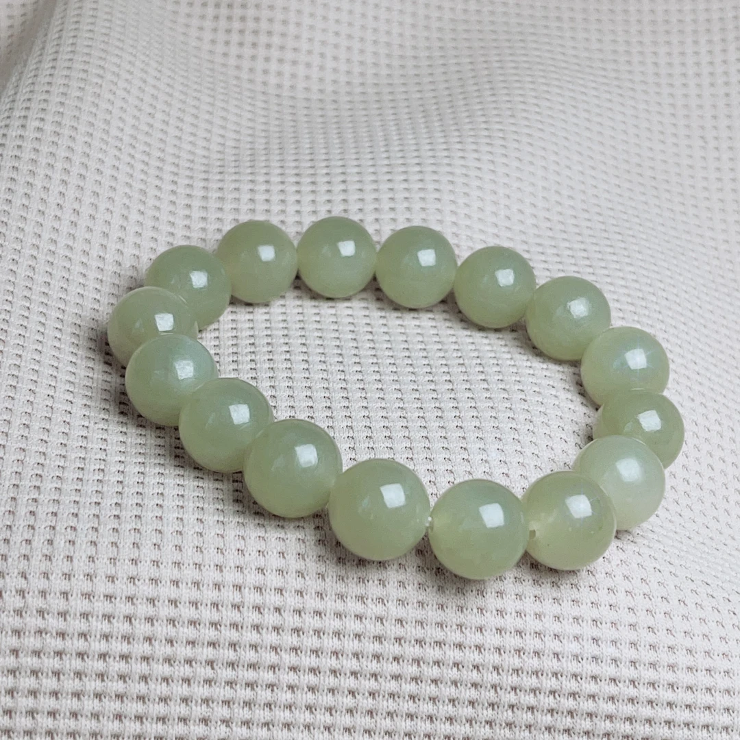 天然和田玉手串珠子手链晴水料素圈手饰精美单圈女士时尚长辈礼物