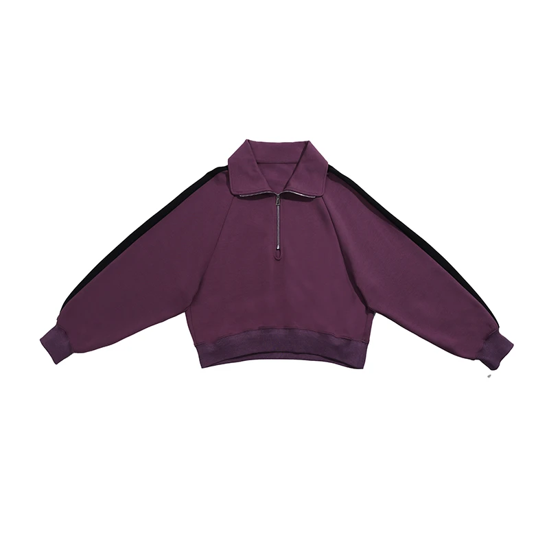 NAVST-7.30特卖时尚宽松百搭休闲卫衣Q2208166TW3YB拼接紫色圆领