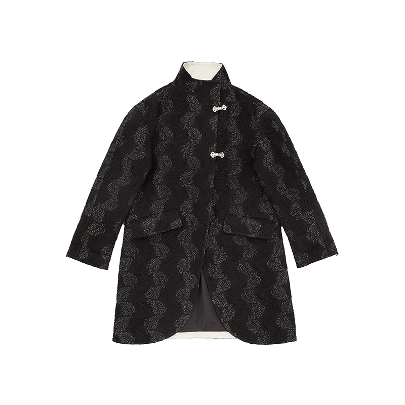 NAVST复古气质大衣时尚休闲宽松设计师冬季黑色秋冬C2110011DY2