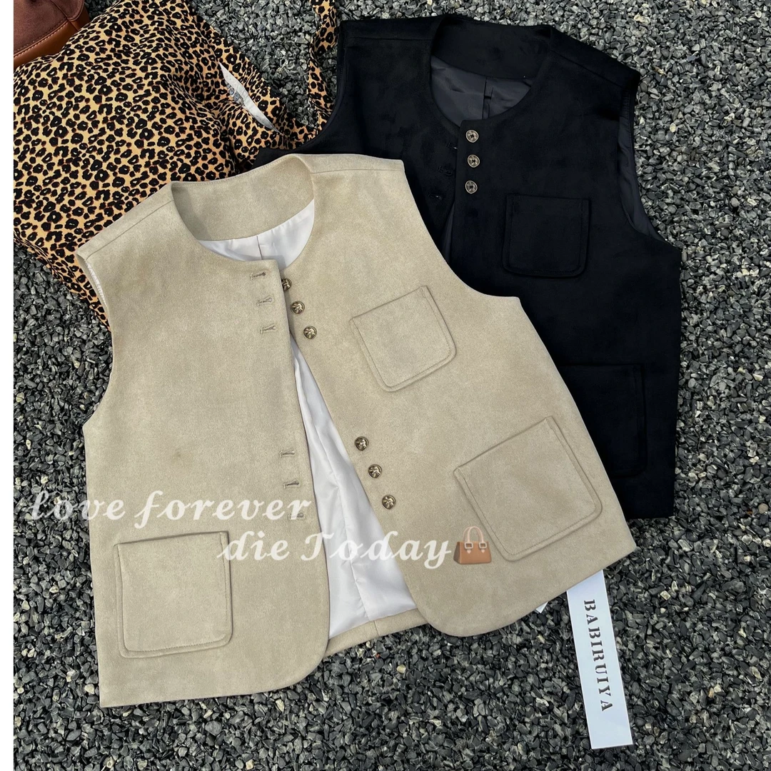 圆领单排扣宽松百搭马甲DQ240959MJ2SS