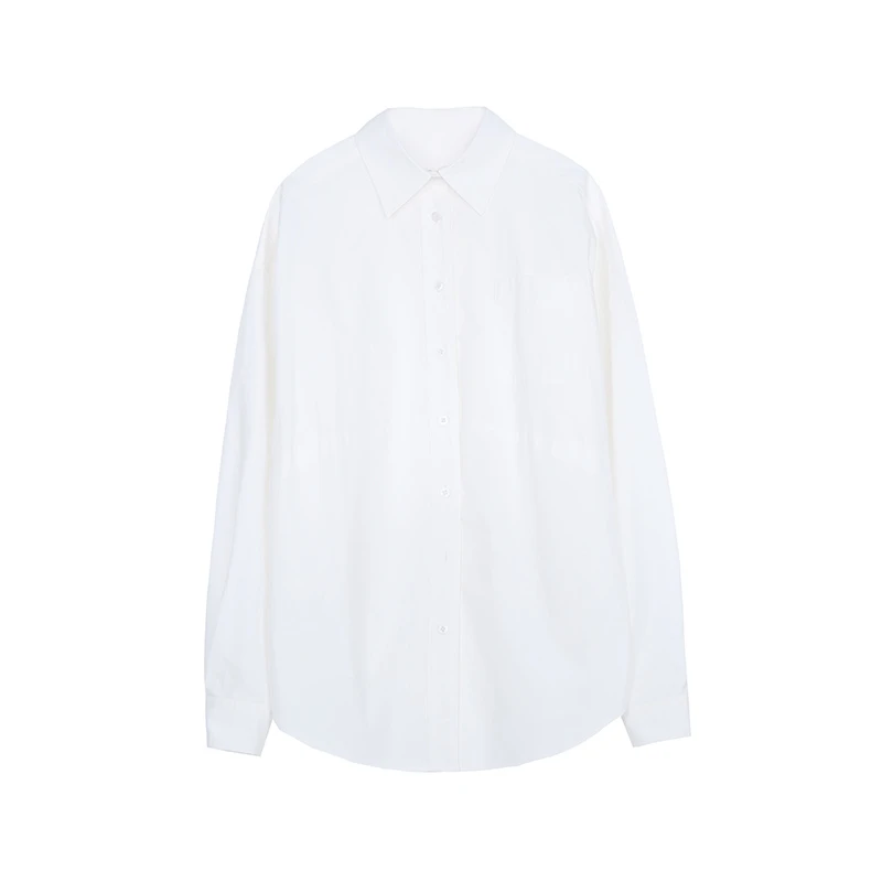 nana百搭宽松素净白长袖衬衫高级爆款时尚简约C230203XC2YB