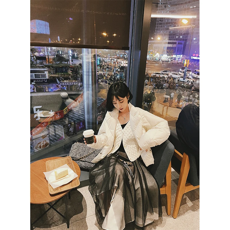 nana宽松休闲短款羽绒服白鹅绒气质时尚法式设计感C2110375DR2