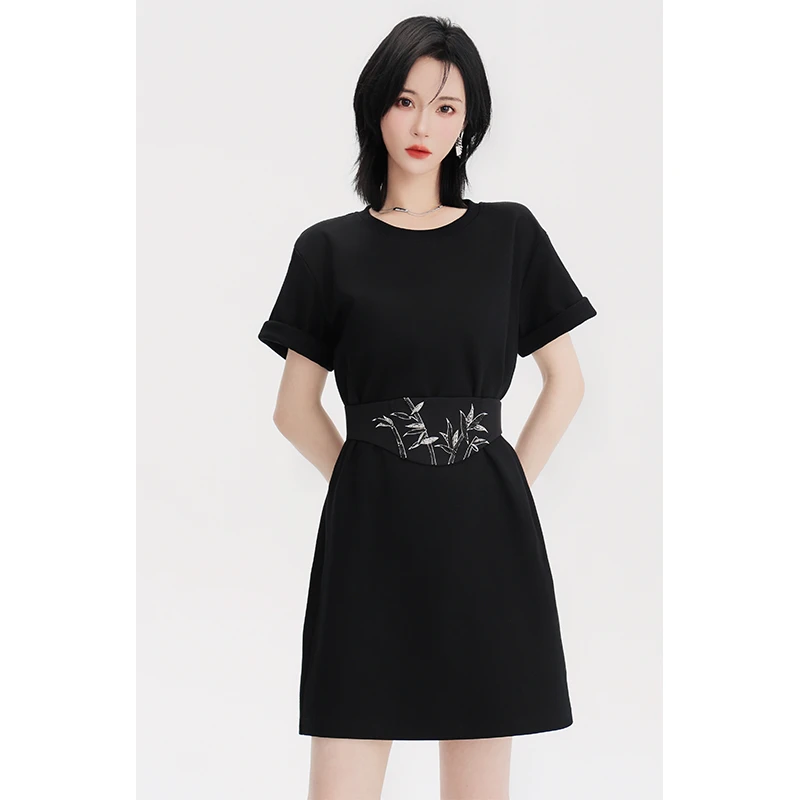 NAVST-7.30特卖新中式国风连衣裙小众显瘦名媛拼接裙子Q2207111LY