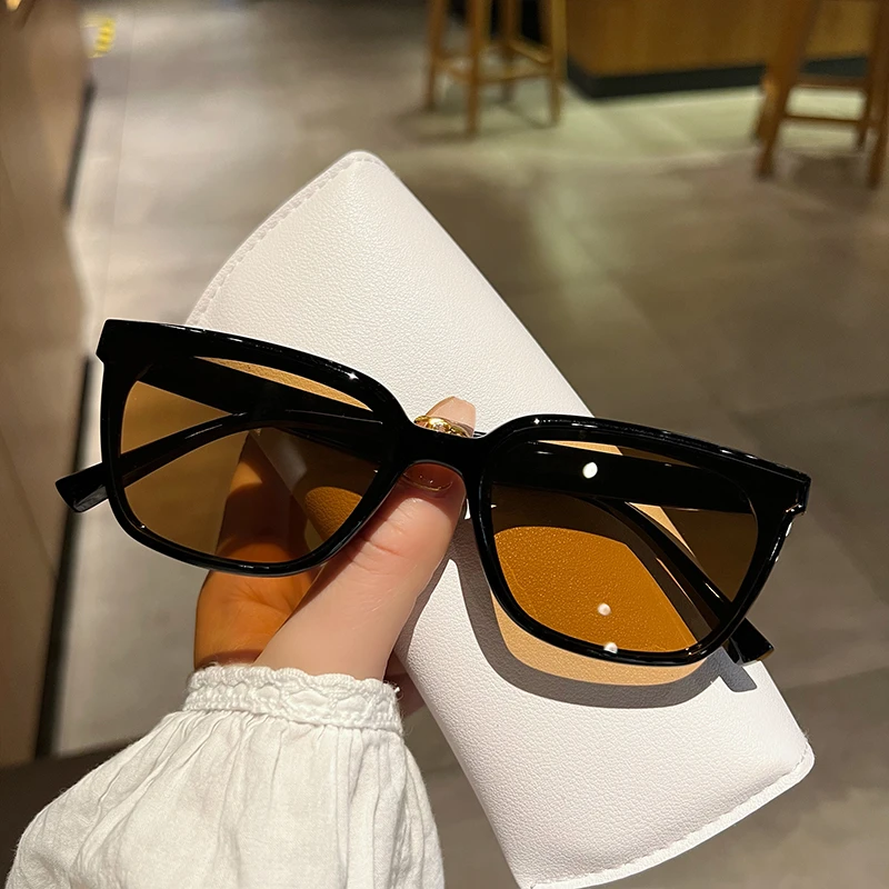 茶色猫眼墨镜女街拍款潮大脸2023新款复古黑框太阳眼镜女防紫外线