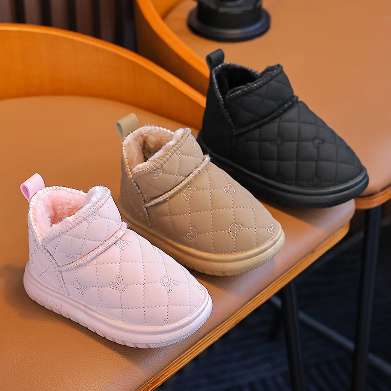 女童雪地靴2025冬季新款儿童棉鞋防滑男童保暖加厚中大童户外棉靴